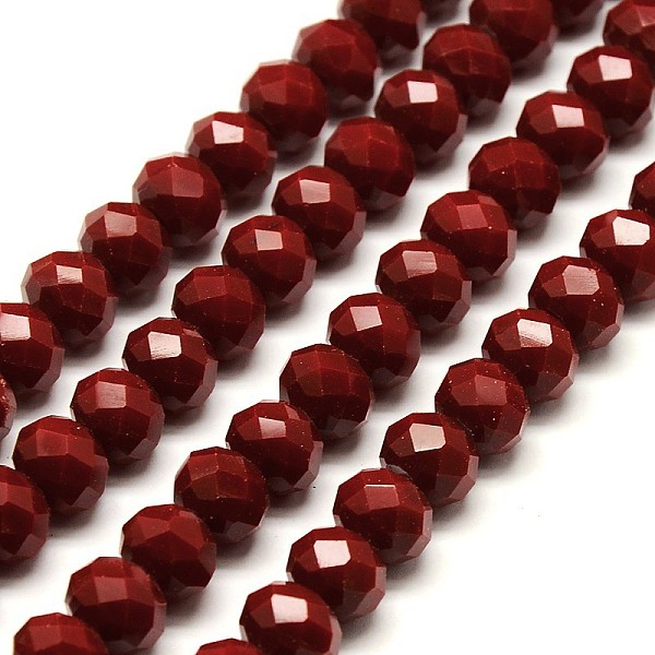 

PandaHall Opaque Solid Color Crystal Glass Rondelle Beads Strands, Faceted, Dark Red, 10x7mm, Hole: 1mm, about 70pcs/strand, 20 inch Glass...