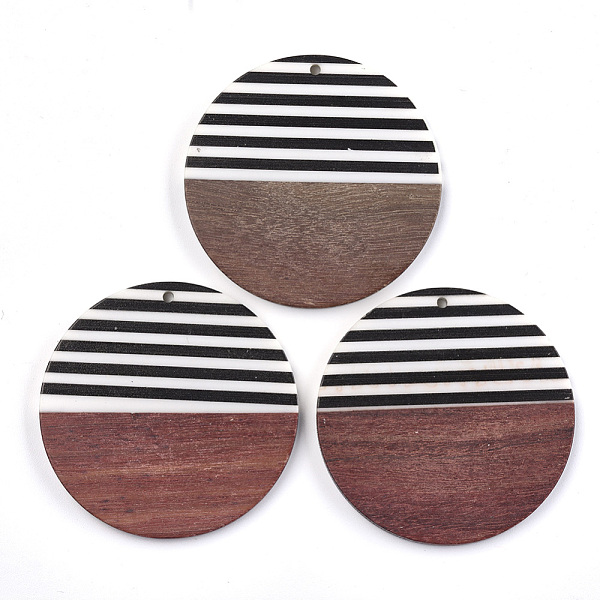 

PandaHall Resin & Wood Pendants, Flat Round, Sienna, 49x3~4mm, Hole: 2mm2mm Resin+Wood Flat Round Brown