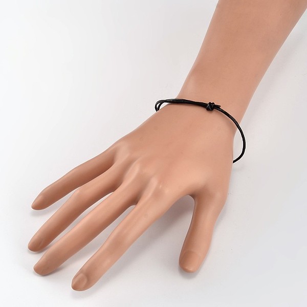 

PandaHall Adjustable Cowhide Leather Cord Bracelet Making, Black, 77mm Leather Black