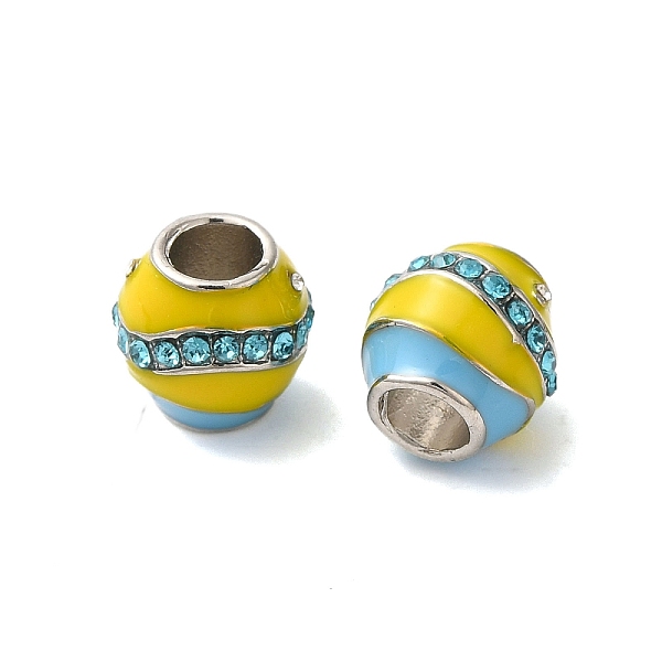 

PandaHall Rack Plating Alloy Enamel European Beads, with Rhinestone, Cadmium Free & Nickel Free & Lead Free, Large Hole Beads, Barrel..., Yellow