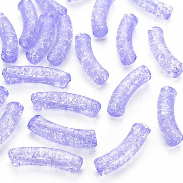 

PandaHall Transparent Crackle Acrylic Beads, Curved Tube, Lilac, 32x8x10mm, Hole: 1.6mm, about 330pcs/500g Acrylic Tube Purple