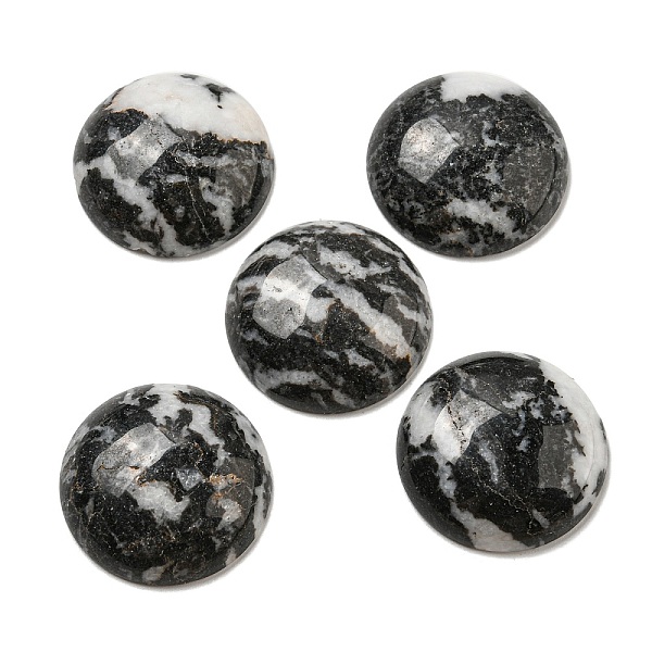

PandaHall Natural Black Zebra Jasper Cabochons, Flat Round, 30x7~8.5mm Zebra Jasper Flat Round