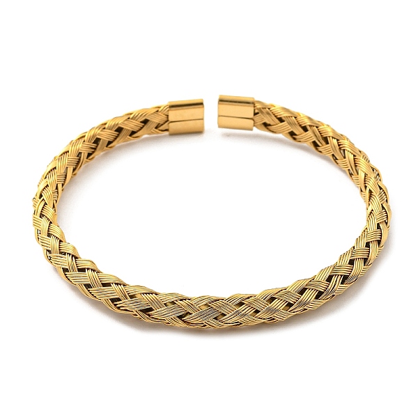 

PandaHall 304 Stainless Steel Wire Wrap Cuff Bangles, Golden, Inner Diameter: 2-1/8 inch(5.5cm) 304 Stainless Steel