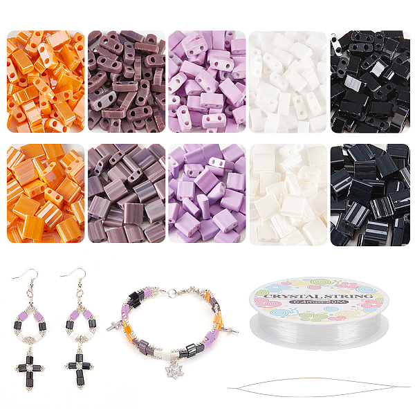 

PandaHall About 480 Pcs Tila Beads Kit, Metallic Colors Glass Seed Beads Kit Including Elastic Thread Pliers Cutter and about 344 Pcs Glass..., Multicolor
