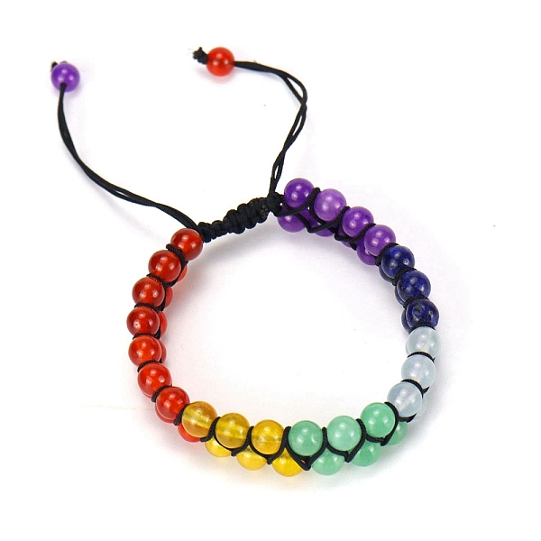 

PandaHall Colorful Dyed Natural Jabe Round Braided Bead Bracelet, Adjustable Bracelet for Women, Black, 8-5/8 inch(22cm) Jade Black