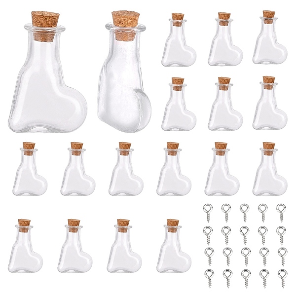 

PandaHall SUNNYCLUE 40Pcs 2 Style Glass Bottles, with Cork Stopper, Wishing Bottle, Heart, with Iron Screw Eye Pin Peg Bails, Tan..., Orange