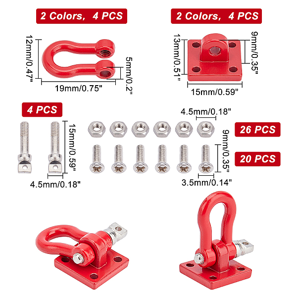 

PandaHall AHANDMAKER 2 Sets 2 Colors Alloy Suspension Trailer Frame, Remote Control Car Accessories, Red & Black, Mixed Color, 15x4.5mm..., Multicolor