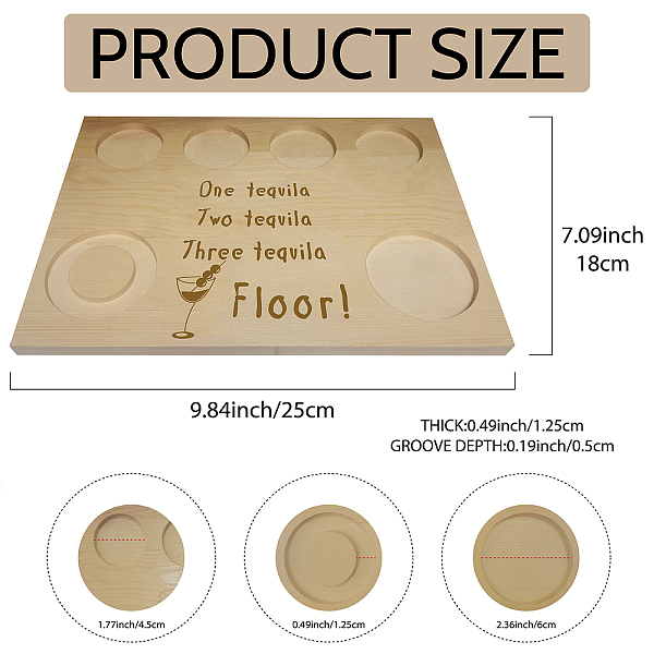 

PandaHall CREATCABIN Wooden Tequila Board with Salt Rim Shot Glass Serving Tray Holder Tray Wine Holder for Bar Restaurant Party Family...