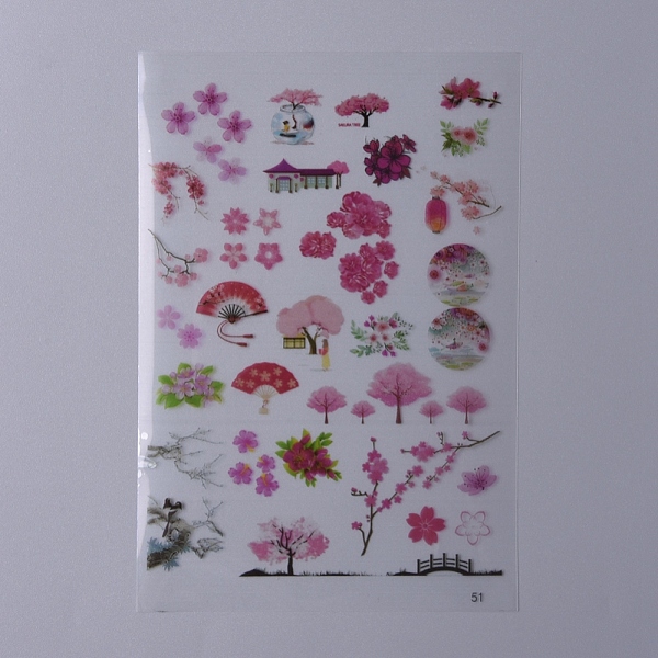 

PandaHall Filler Stickers(No Adhesive on the back), for UV Resin, Epoxy Resin Jewelry Craft Making, Japan Theme, Flower Pattern..., Multicolor