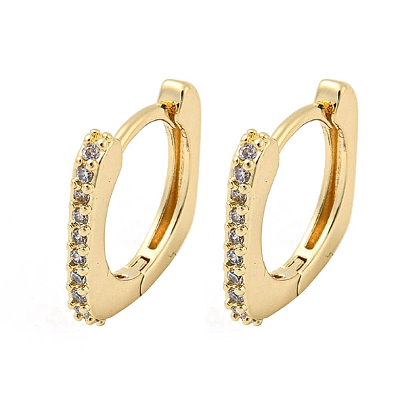 

PandaHall Brass Micro Pave Clear Cubic Zirconia Hoop Earrings, Square, Light Gold, 14x2mm Brass Square