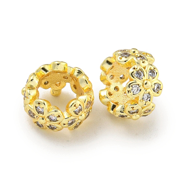 

PandaHall Rack Plating Brass Micro Pave Clear Cubic Zirconia European Beads, Large Hole Beads, Long-Lasting Plated, Lead Free & Cadmium Free...
