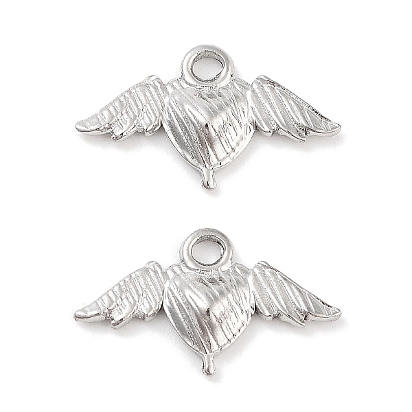 

PandaHall 304 Stainless Steel Pendants, Heart with Wing Charm, Stainless Steel Color, 9.5x16.5x2.5mm, Hole: 1.6mm 304 Stainless Steel Heart