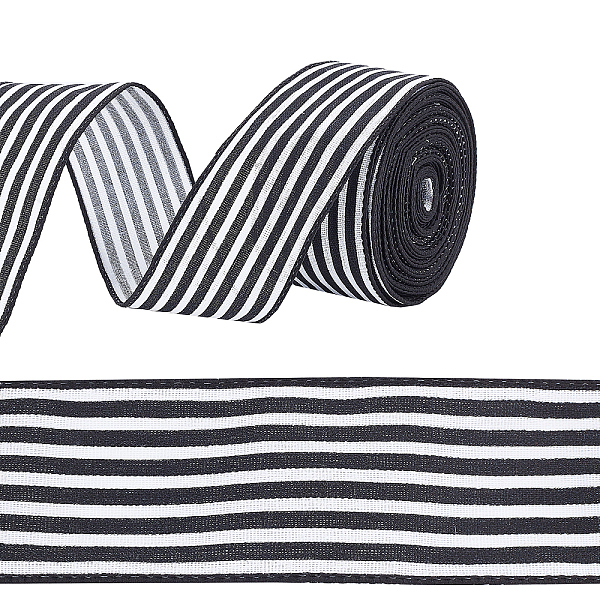 

PandaHall PH 12yards Black and White Striped Ribbon, 2.44" Christmas Stripe Wired Edge Ribbon Candy Cane Craft Wrapping Striped Ribbons...