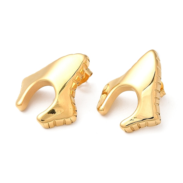 

PandaHall Ion Plating(IP) 304 Stainless Steel Arch Stud Earrings, Real 18K Gold Plated, 26x22.5mm 304 Stainless Steel Arch