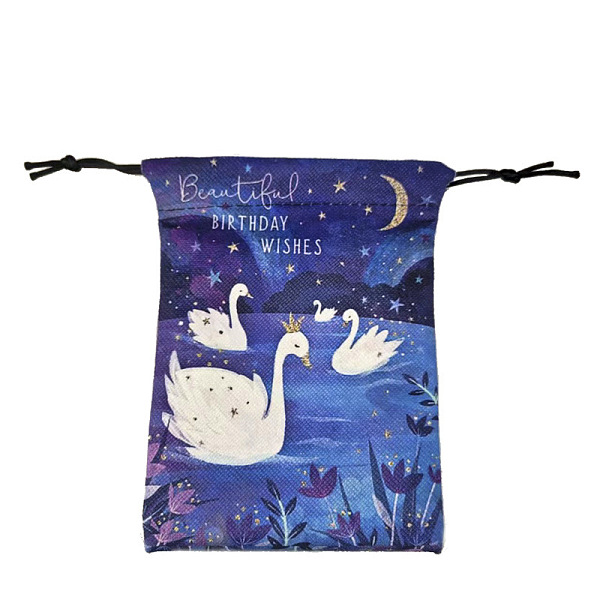 

PandaHall Printed Lint Packing Pouches Drawstring Bags, Birthday Gift Storage Bags, Rectangle, Swan Pattern, 18x13cm Cloth Swan