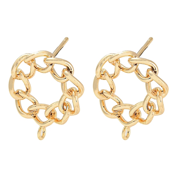 

PandaHall Brass Hollow Donut Stud Earrings Findings, with Loops, Real 18K Gold Plated, 20x17mm, Hole: 1.6mm, Pin: 10x0.8mm Brass Donut