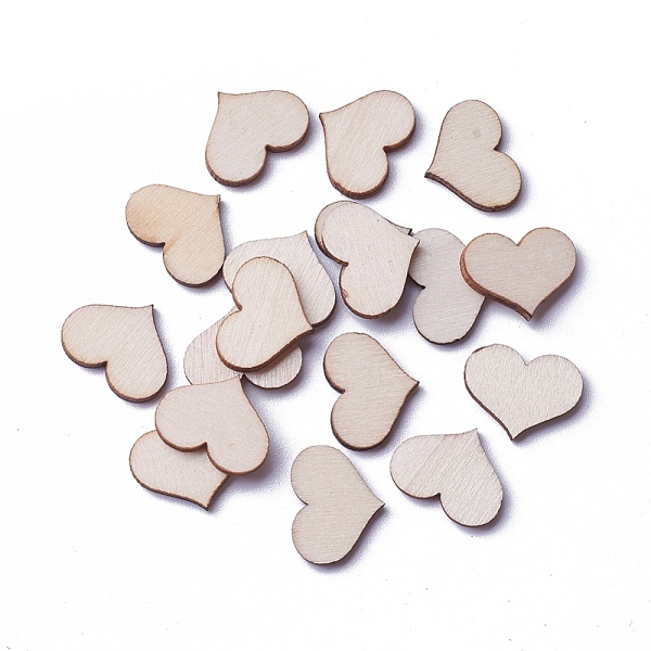

PandaHall Undyed Wood Cabochons, Heart, Antique White, 13x17x2mm Wood Heart Orange