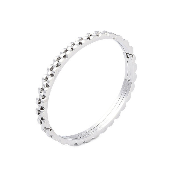 

PandaHall 304 Stainless Steel Hinged Bangles, Stainless Steel Color, Inner Diameter: 2-3/8x2 inch(5.95x5cm) 304 Stainless Steel