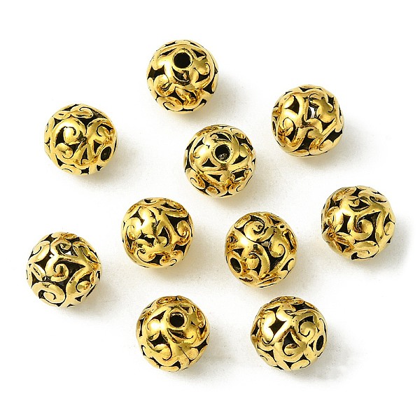 

PandaHall Tibetan Style Hollow Alloy Beads, Round, Golden, 11mm Alloy Round