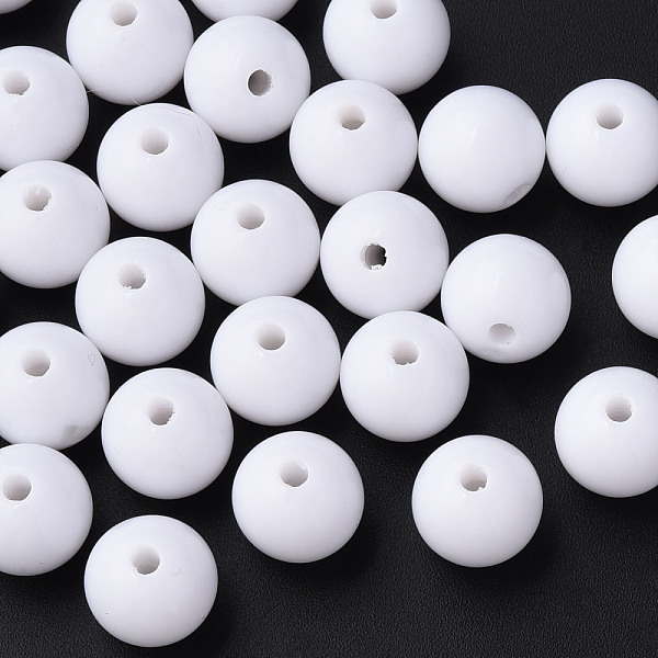 

PandaHall Opaque Acrylic Beads, Round, White, 14x13mm, Hole: 2.4mm about 356pcs/500g Acrylic Round White