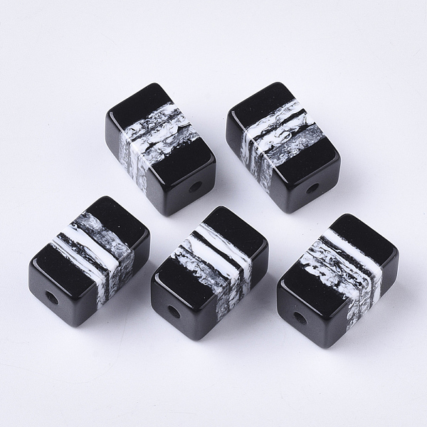 

PandaHall Stripe Resin Beads, for Jewelry Making, Rectangle, Black & White, 19.5x12x12mm, Hole: 2.5mm Resin Rectangle Black