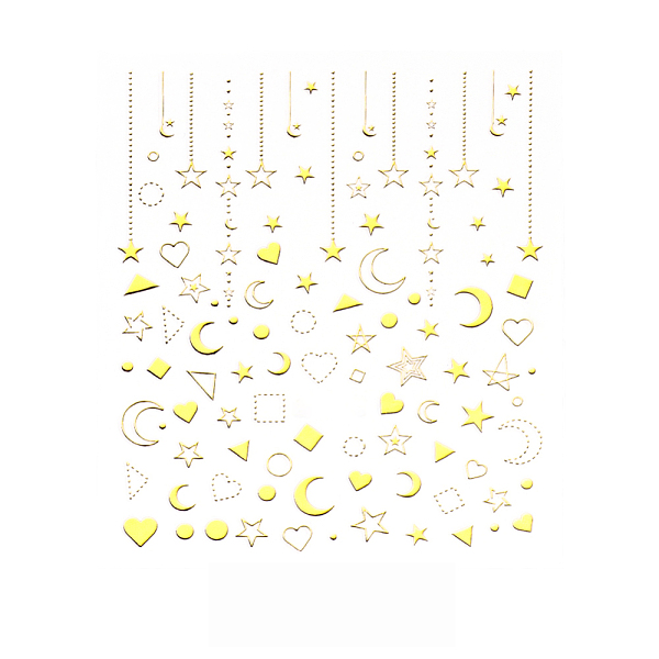 

PandaHall 3D Gold Stamping Nail Decals Stickers, Metal Moon Star Heart Geometry Self-adhesive 3D Nail Art Supplies, for Woman Girls DIY Nail...