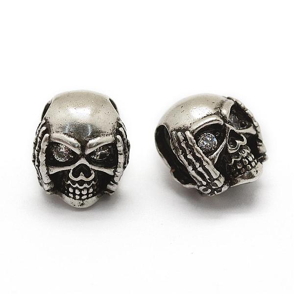 

PandaHall Brass Micro Pave Grade AAA Cubic Zirconia Beads, Cadmium Free & Nickel Free & Lead Free, Skull, Clear, Thailand Sterling Silver...