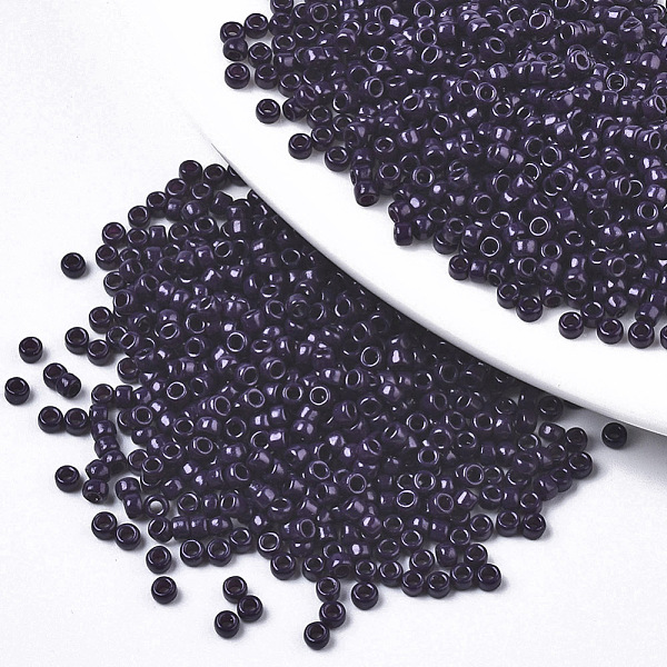 PandaHall Baking Paint Glass Seed Beads, Fit for Machine Eembroidery, Round, Indigo, 2.5x1.5mm, Hole: 1mm, about 2222pcs/50g Glass Purple