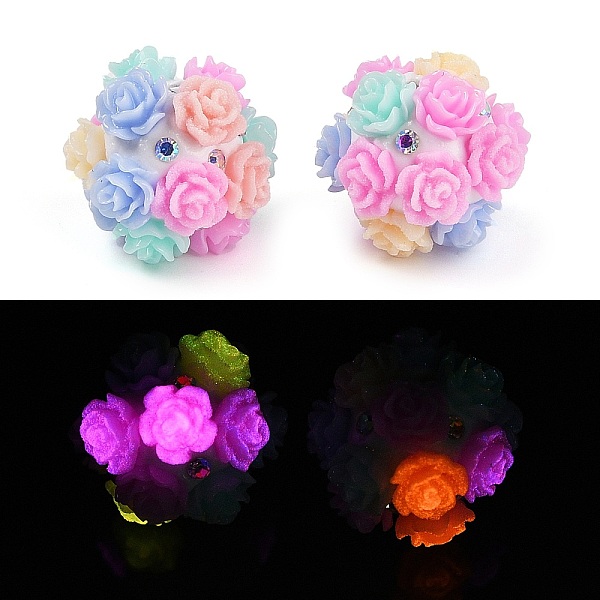 

PandaHall Acrylic Handmade Luminous Polymer Clay Rhinestone Beads, Glow in the Dark, Flower, Colorful, 20~21mm, Hole: 1.8mm Polymer Clay..., Multicolor