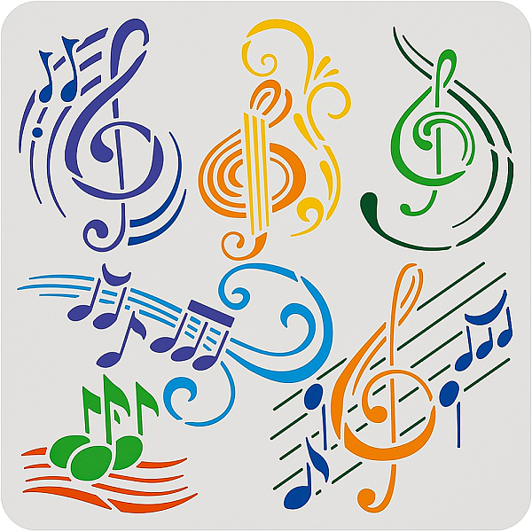 

PandaHall BENECREAT Music Themed Plastic Stencil, 12"X12" Music Note Five Line Score Templates Drawing Painting Stencils for Painting on..., White