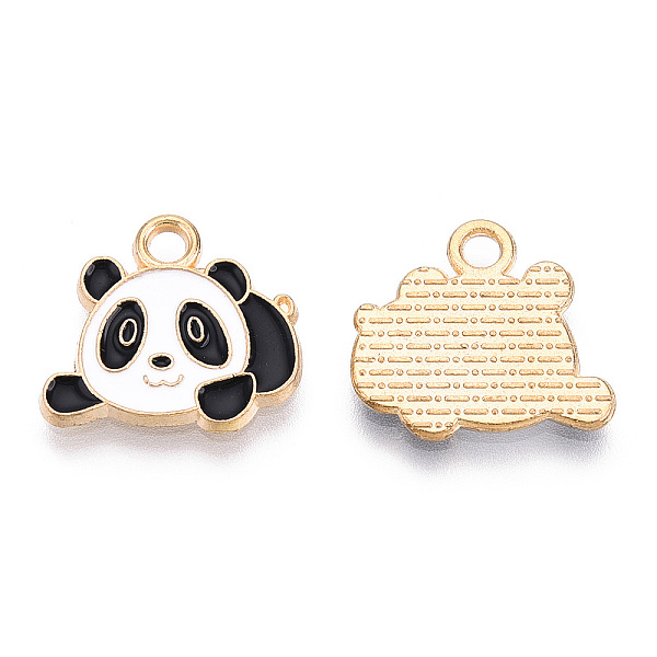 

PandaHall Alloy Enamel Pendants, Cadmium Free & Lead Free, Panda, Light Gold, Black, 14x16x1.5mm, Hole: 2mm Alloy+Enamel Panda Black