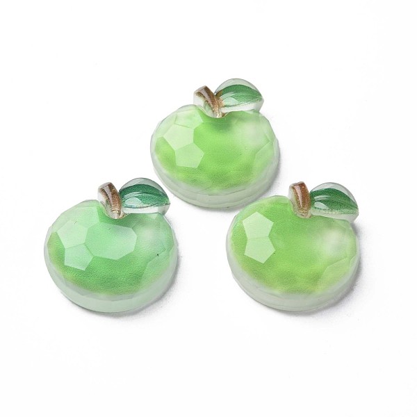 

PandaHall Transparent Epoxy Resin Cabochons, Faceted, Apple, Light Green, 21x20.5x7mm Epoxy Resin Fruit