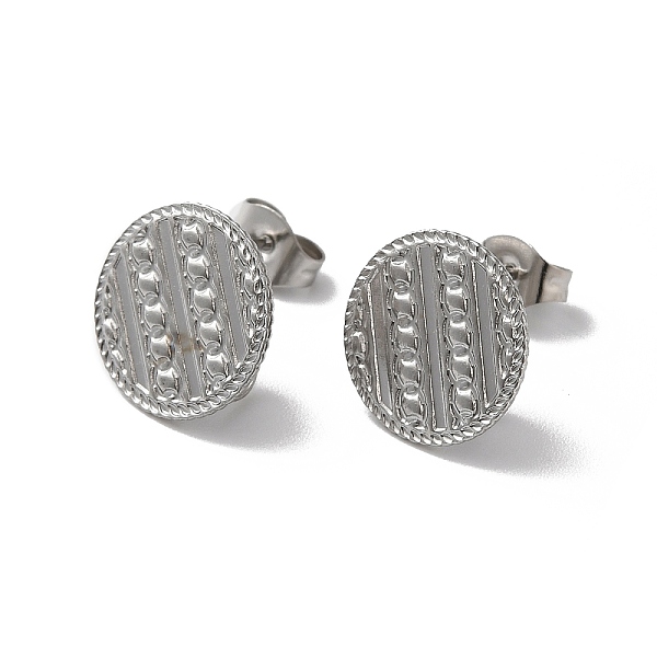 

PandaHall 304 Stainless Stud Earring Findings, with Vertical Loops, Flat Round, Stainless Steel Color, 12.5mm, Hole: 2.7mm, Pin: 0.5mm 304...