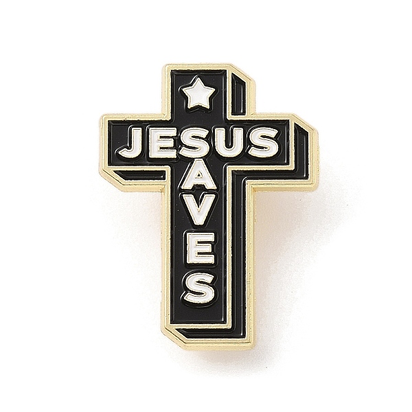 

PandaHall Enamel Pins, Golden Alloy Brooches for Backpack Clothes, Cross, 30.5x23x1.5mm Alloy+Enamel Cross Black