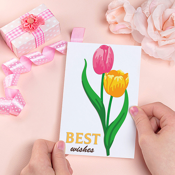 Globleland Slayered Tulips カットダイス 花植物 カード切削ダイス 花エンボスステンシル カード作成用 炭素鋼切削ダイスステンシル 装飾エンボス紙カード