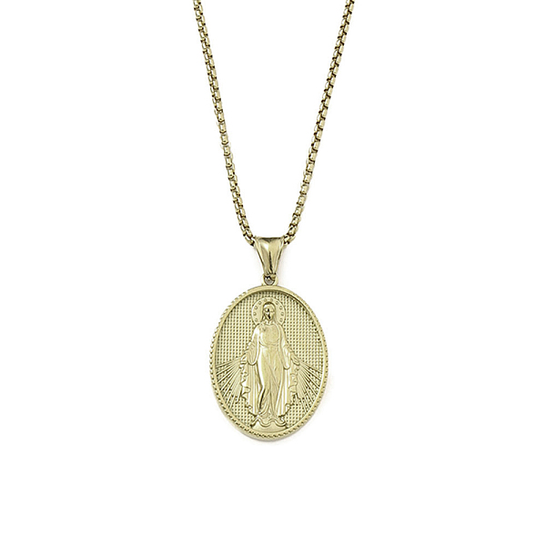 

PandaHall 201 Stainless Steel Pendant Necklaces, Oval with Human, Real 18K Gold Plated, 23.35 inch(59.3cm) 201 Stainless Steel Oval