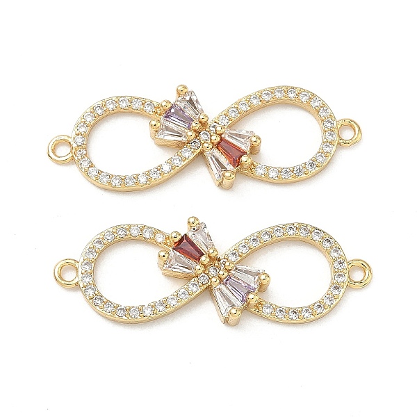 Brass Micro Pave Cubic Zirconia Bowknot Infinity Connector Charms