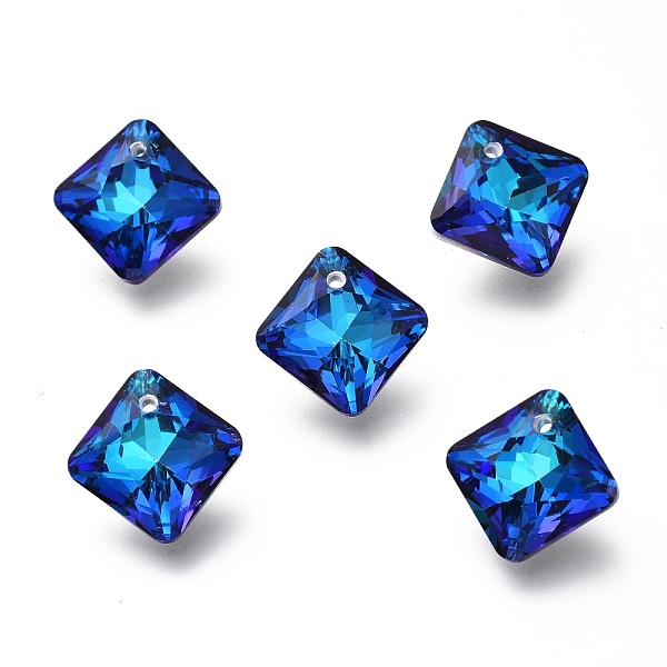 

PandaHall Glass Rhinestone Pendants, Back Plated, Faceted, Square/Rhombus, Bermuda Blue, 11.5x11.5x5mm, Hole: 1.2mm Rhinestone Square Blue