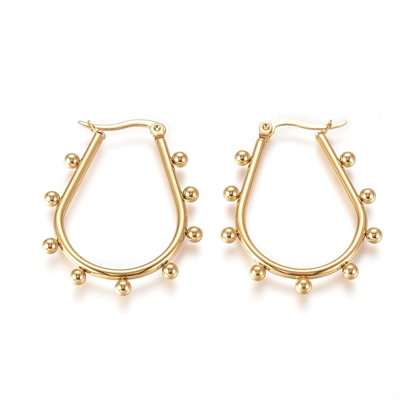 

PandaHall 304 Stainless Steel Hoop Earrings, Hypoallergenic Earrings, with Round Beads, Teardrop, Golden, 36.2x29x3mm, Pin: 0.5x0.9mm 304...