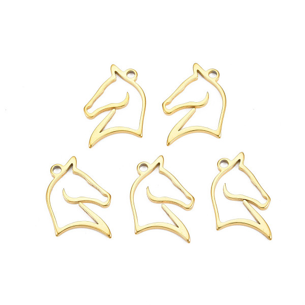 

PandaHall Ion Plating(IP) 201 Stainless Steel Pendants, Horse, Nickel Free, Real 18K Gold Plated, 22x17x1.5mm, Hole: 1.8mm 201 Stainless...