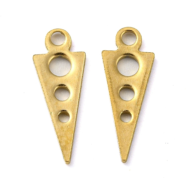

PandaHall Ion Plating(IP) 304 Stainless Steel Pendants, Laser Cut, Triangle Charm, Real 18K Gold Plated, 15x5.5x1mm, Hole: 1.5mm 304...