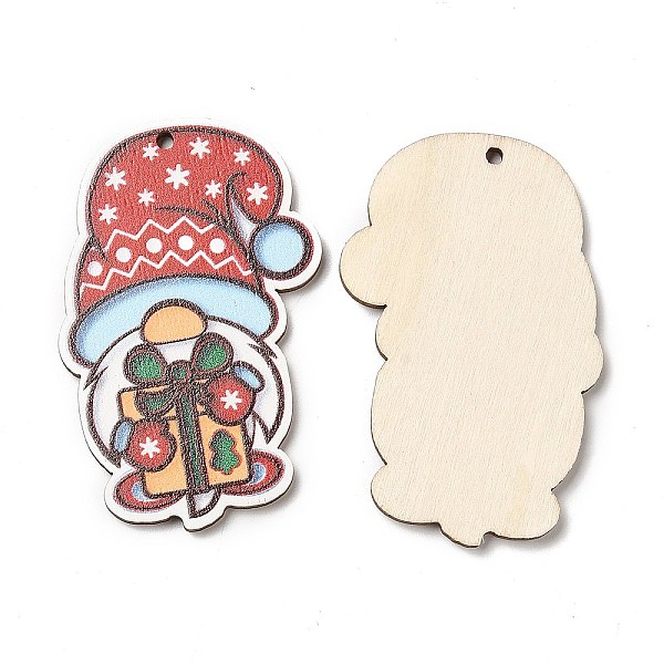 

PandaHall Single Face Christmas Printed Wood Big Pendants, Gnome Charms, Red, 55x35.5x2.5mm, Hole: 2mm Wood Gnome Red