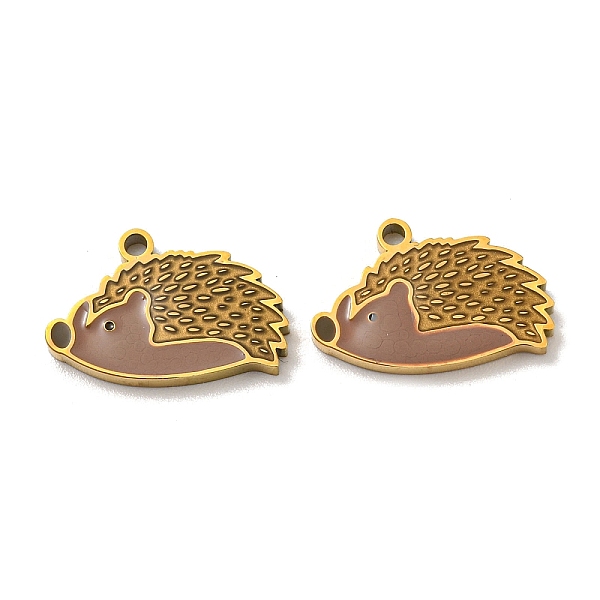 

PandaHall 316 Surgical Stainless Steel Pendants, with Enamel, Hedgehog Charm, Golden, 10.5x16x2mm, Hole: 1.4mm Stainless Steel+Enamel..., Brown