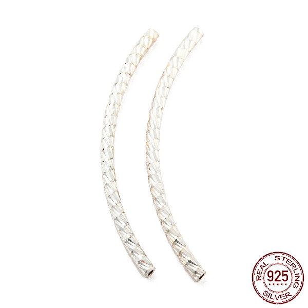 

PandaHall 925 Sterling Silver Tube Beads, Diamond Cut, Curved Tube, Silver, 31x7x1.5mm, Hole: 0.8mm Sterling Silver Tube