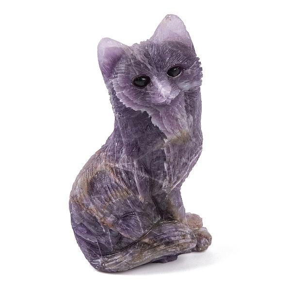 

PandaHall Natural Amethyst Carved Fox Figurines Statues for Home Office Desktop Feng Shui Ornament, 38x24~25x59~60mm Amethyst Fox