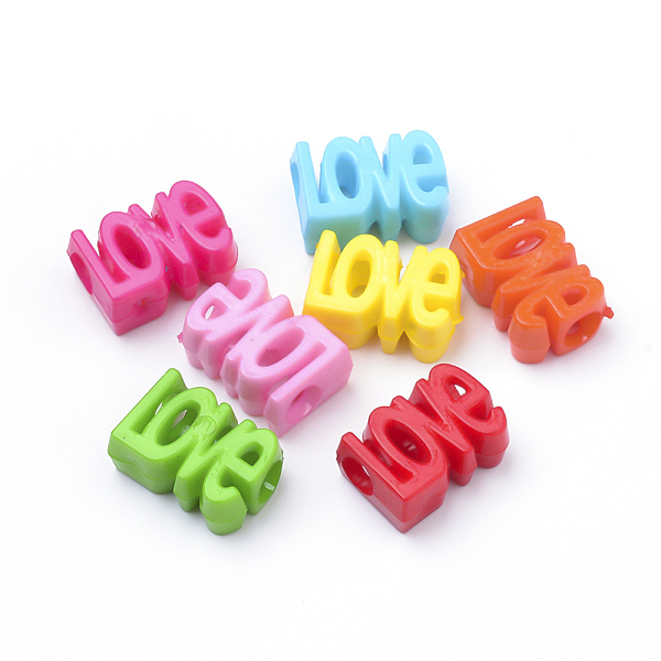 

PandaHall Opaque Acrylic European Beads, Large Hole, Word Love, Mixed Color, 16.5x11.5x7mm, Hole: 5mm Acrylic Letter Multicolor