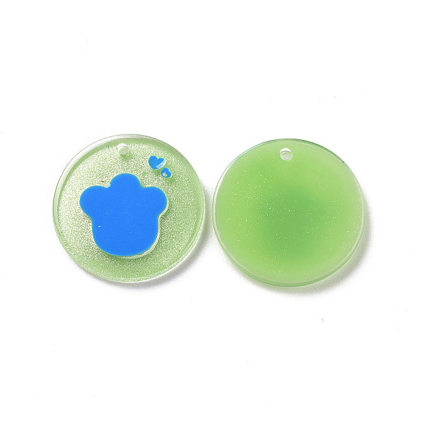 

PandaHall Acrylic Pendants, with Enamel and Glitter Powder, Flat Round with Paw Print Pattern, Light Green, 19.5x2mm, Hole: 1.5mm Acrylic...