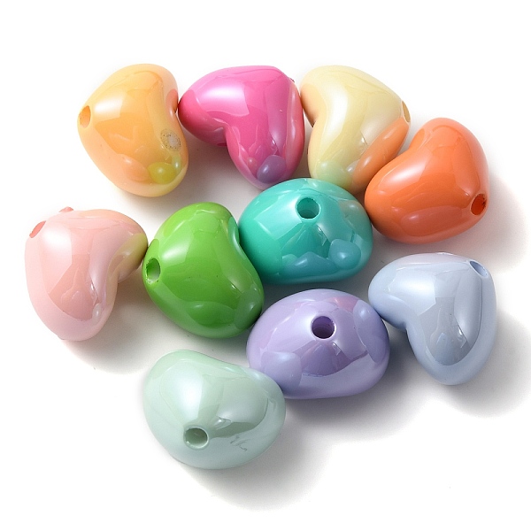 

PandaHall Opaque Acrylic Beads, Heart, Mixed Color, 14.5x18.5x14mm, Hole: 2.7mm Acrylic Heart Multicolor
