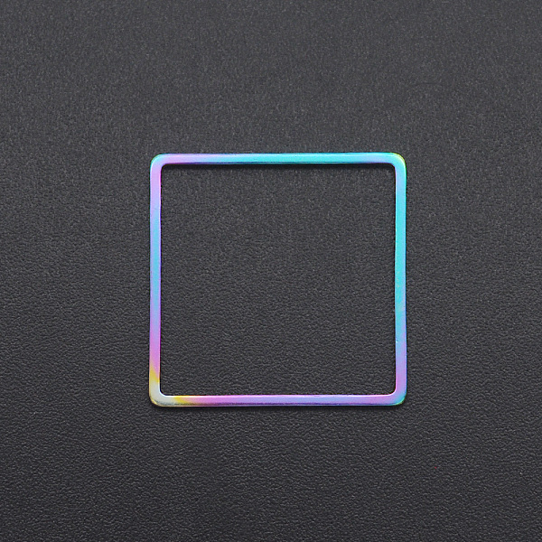 

PandaHall Ion Plating(IP) 201 Stainless Steel Linking Rings, Square, Laser Cut, Rainbow Color, 20x20x1mm, Inner Diameter: 18x18mm 201...