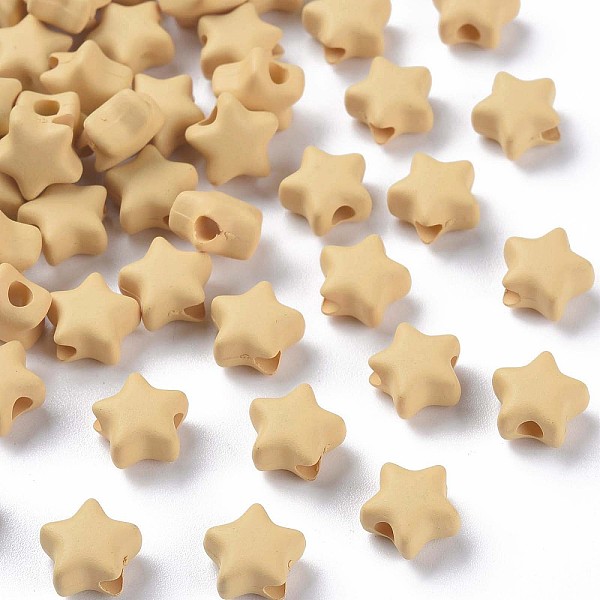 

PandaHall Spray Painted Acrylic Beads, Star, PapayaWhip, 8.5x9.5x5mm, Hole: 2mm, about 2050pcs/500g Acrylic Star Orange